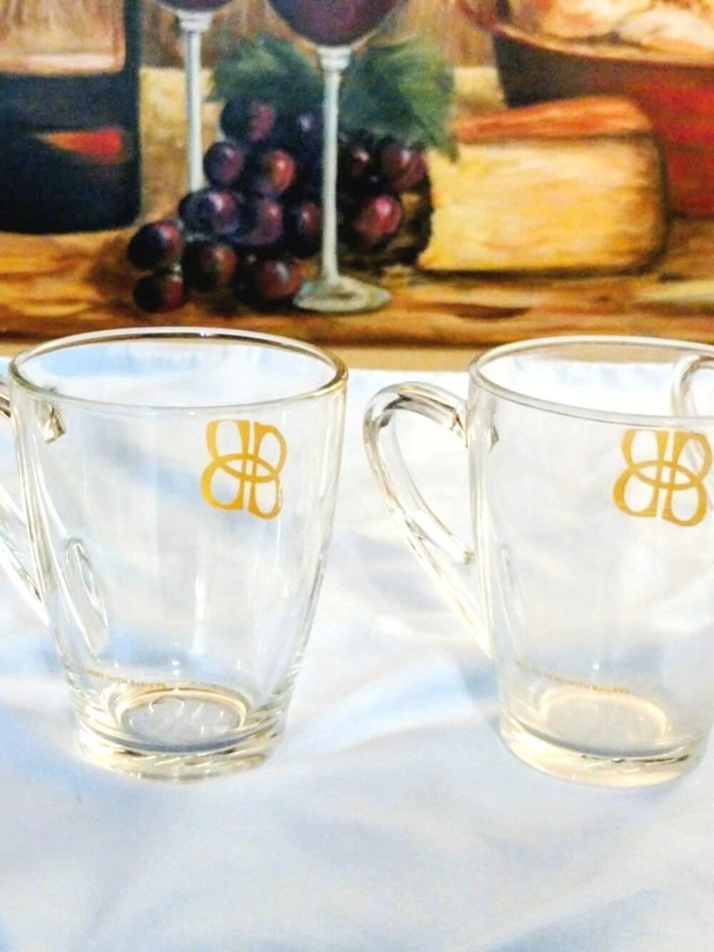 Set of 4 Vintage Baileys Irish Cream Clear Glass 8 oz Coffee Cups Barware